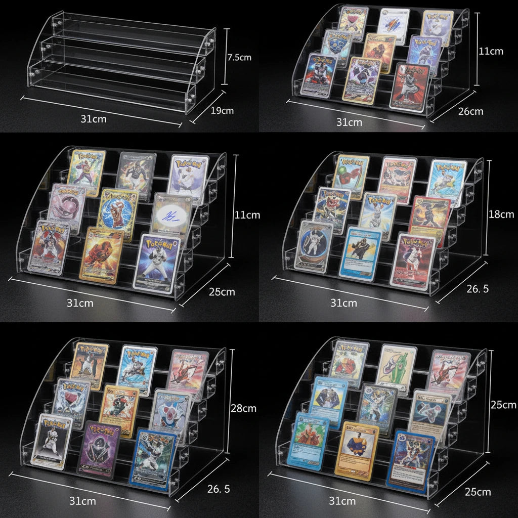 Display Series Tiered Acrylic Card Rack — Multi-Hit Showcase Stand