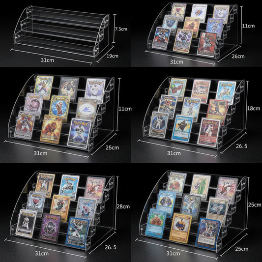 Display Series Tiered Acrylic Card Rack — Multi-Hit Showcase Stand