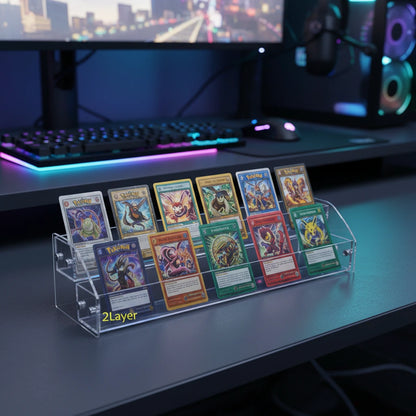 Display Series Tiered Acrylic Card Rack — Multi-Hit Showcase Stand
