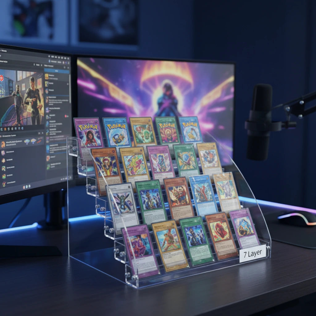 Display Series Tiered Acrylic Card Rack — Multi-Hit Showcase Stand