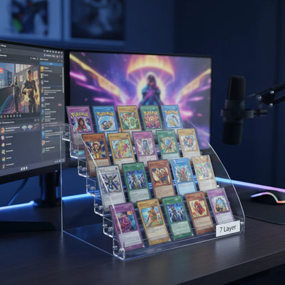 Display Series Tiered Acrylic Card Rack — Multi-Hit Showcase Stand