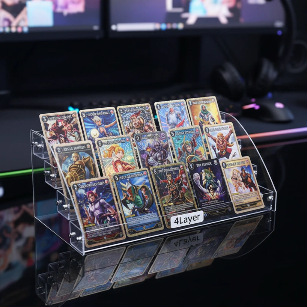 Display Series Tiered Acrylic Card Rack — Multi-Hit Showcase Stand