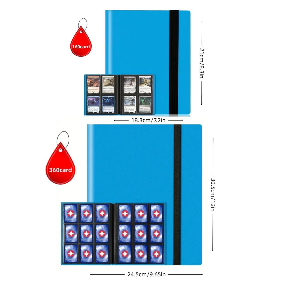 Premium Trading Card Binder — 4/9 Pocket Side-Loading Album (160/360 Capacity)