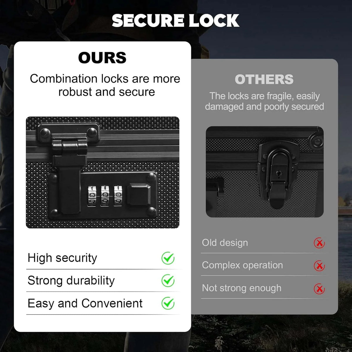 Card Storage Case — Combination Lock & Dividers