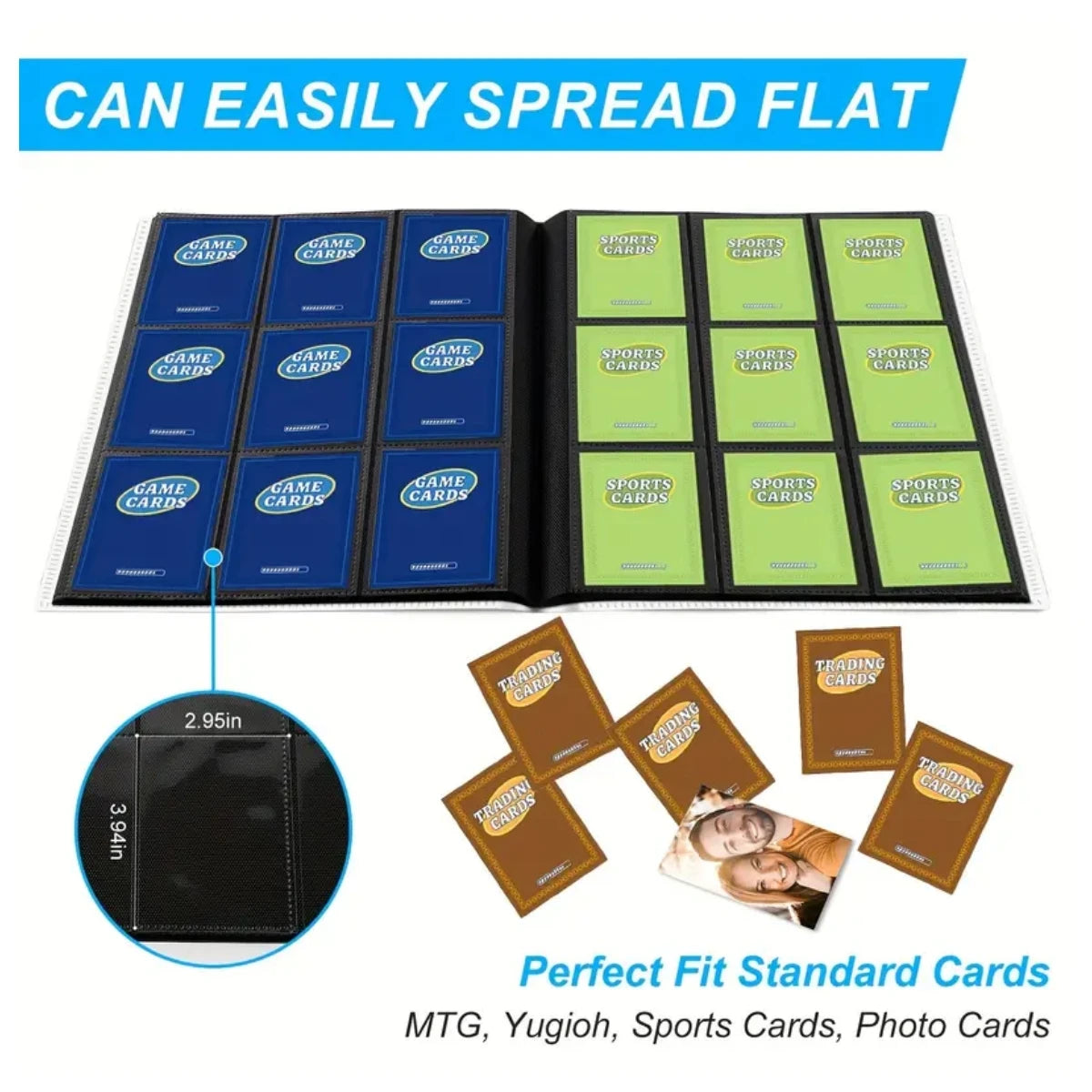 Premium Trading Card Binder — 4/9 Pocket Side-Loading Album (160/360 Capacity)